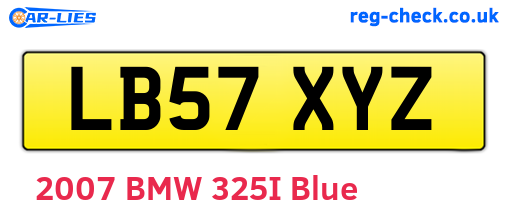LB57XYZ are the vehicle registration plates.
