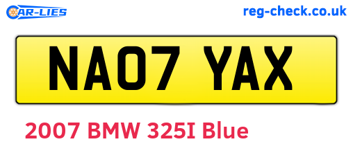 NA07YAX are the vehicle registration plates.