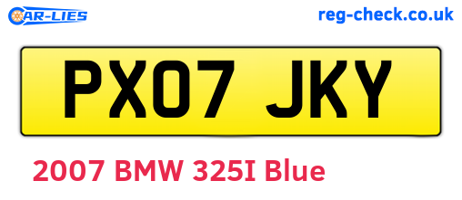 PX07JKY are the vehicle registration plates.