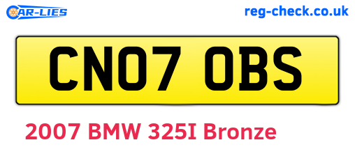CN07OBS are the vehicle registration plates.