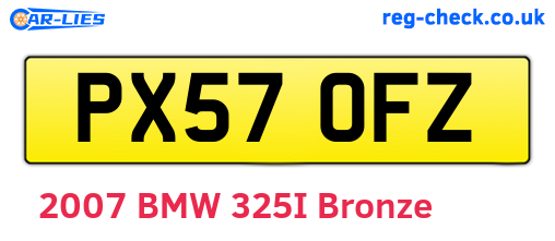 PX57OFZ are the vehicle registration plates.