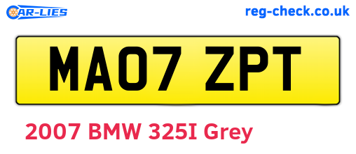 MA07ZPT are the vehicle registration plates.