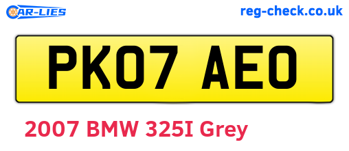 PK07AEO are the vehicle registration plates.