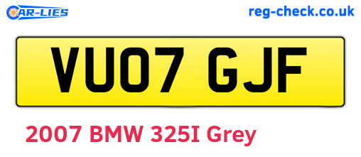 VU07GJF are the vehicle registration plates.