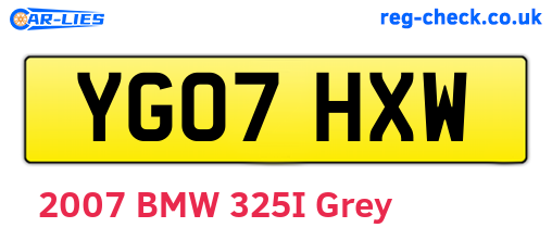 YG07HXW are the vehicle registration plates.