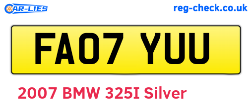 FA07YUU are the vehicle registration plates.