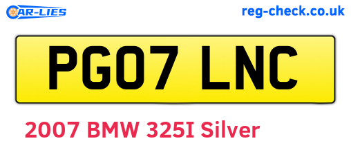 PG07LNC are the vehicle registration plates.