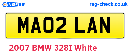 MA02LAN are the vehicle registration plates.