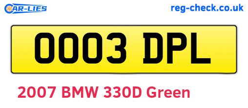 OO03DPL are the vehicle registration plates.