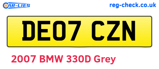 DE07CZN are the vehicle registration plates.