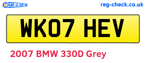 WK07HEV are the vehicle registration plates.