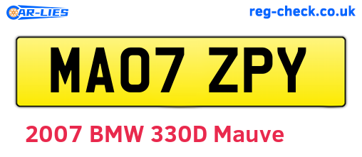 MA07ZPY are the vehicle registration plates.