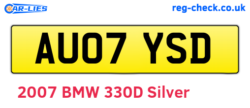 AU07YSD are the vehicle registration plates.