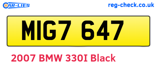 MIG7647 are the vehicle registration plates.