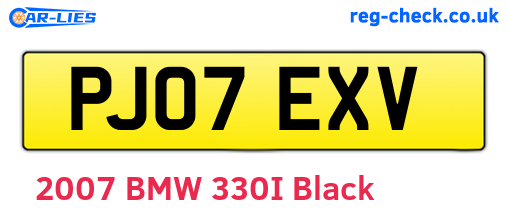 PJ07EXV are the vehicle registration plates.