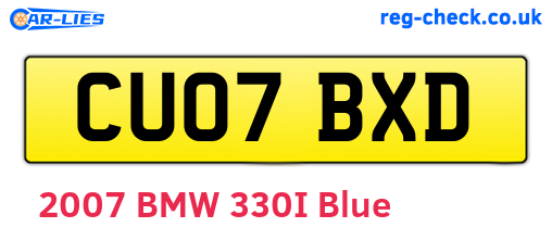 CU07BXD are the vehicle registration plates.