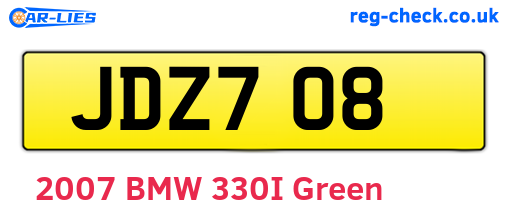 JDZ708 are the vehicle registration plates.