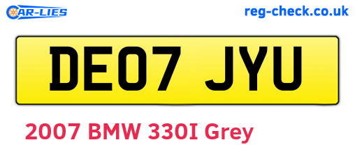 DE07JYU are the vehicle registration plates.