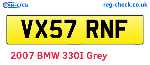 VX57RNF are the vehicle registration plates.