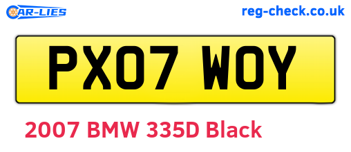 PX07WOY are the vehicle registration plates.