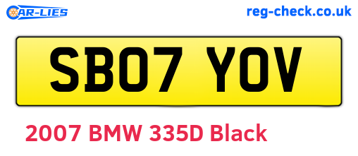 SB07YOV are the vehicle registration plates.