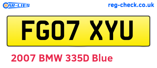 FG07XYU are the vehicle registration plates.