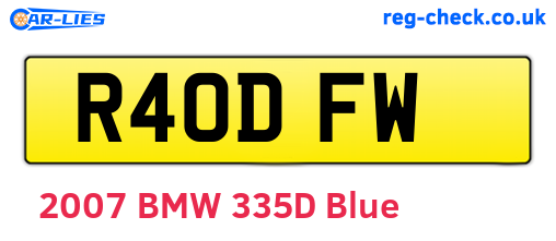 R40DFW are the vehicle registration plates.