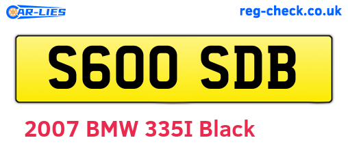 S600SDB are the vehicle registration plates.