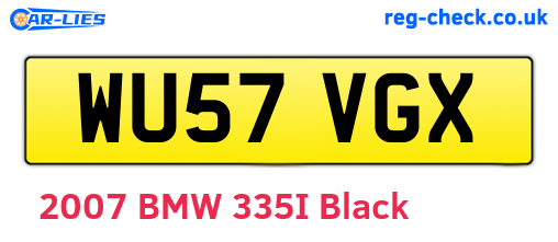 WU57VGX are the vehicle registration plates.
