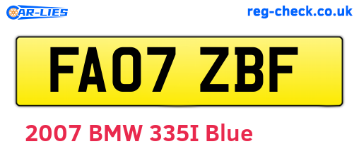 FA07ZBF are the vehicle registration plates.