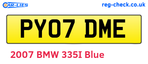 PY07DME are the vehicle registration plates.