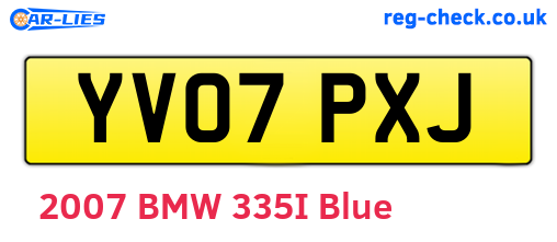 YV07PXJ are the vehicle registration plates.
