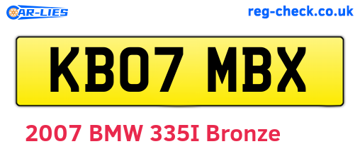 KB07MBX are the vehicle registration plates.