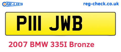 P111JWB are the vehicle registration plates.