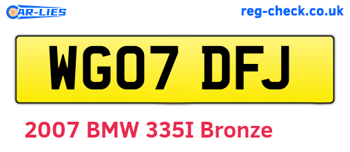 WG07DFJ are the vehicle registration plates.