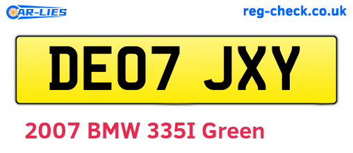 DE07JXY are the vehicle registration plates.