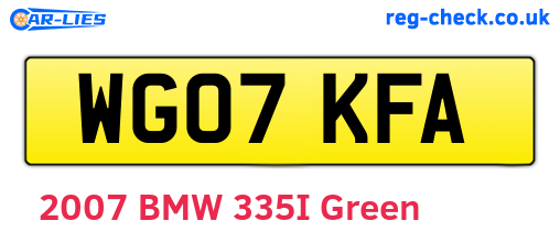 WG07KFA are the vehicle registration plates.