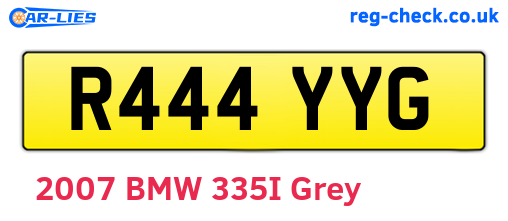R444YYG are the vehicle registration plates.