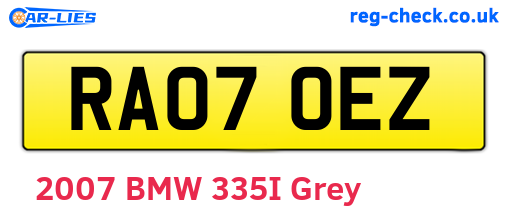 RA07OEZ are the vehicle registration plates.