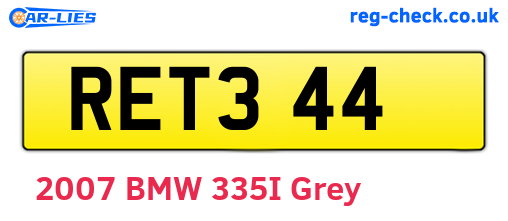 RET344 are the vehicle registration plates.