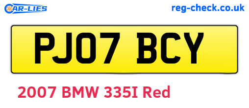 PJ07BCY are the vehicle registration plates.
