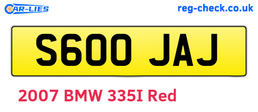 S600JAJ are the vehicle registration plates.