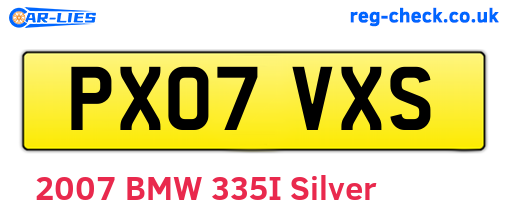 PX07VXS are the vehicle registration plates.