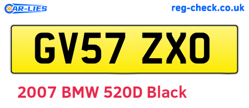 GV57ZXO are the vehicle registration plates.