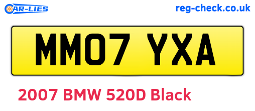 MM07YXA are the vehicle registration plates.