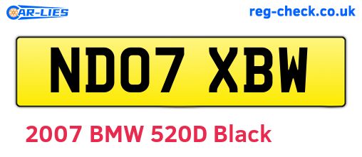ND07XBW are the vehicle registration plates.