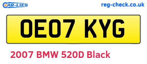 OE07KYG are the vehicle registration plates.