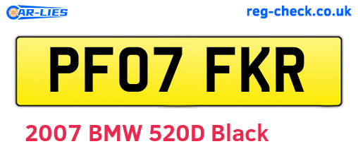 PF07FKR are the vehicle registration plates.