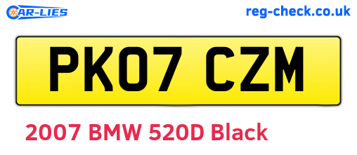 PK07CZM are the vehicle registration plates.