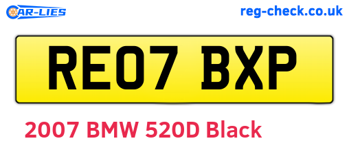 RE07BXP are the vehicle registration plates.